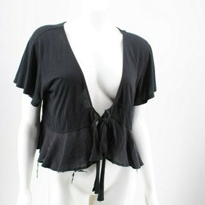 We the Free People Knot Me Tee Tie Front Black M